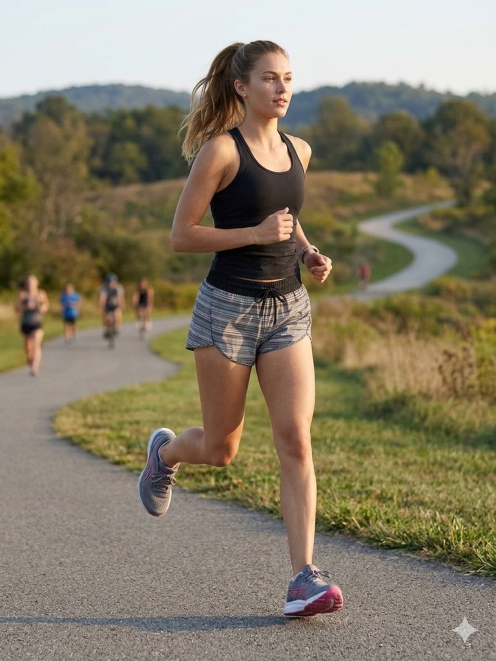 Athleta Striped Gray Performance Running Shorts